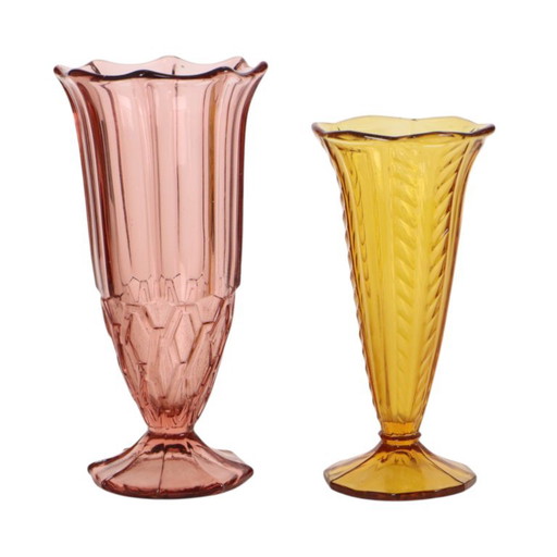 Pair of Colored Glass Vases from the Art Deco Period – vazen, Vintage