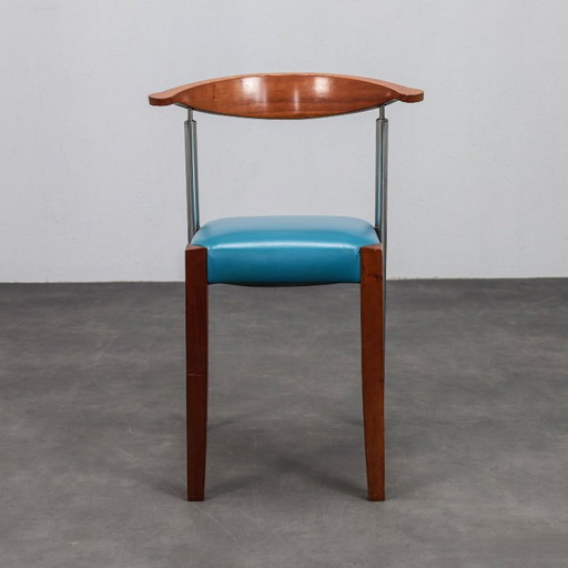 Set of 4 Postmodern Leather Dining Chairs, Italy, 1990s