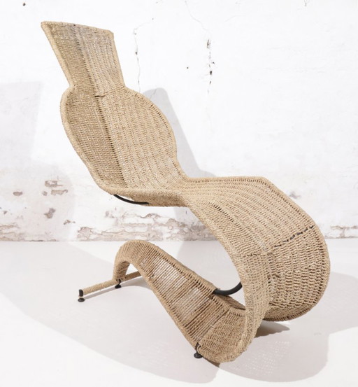 Tom Dixon ‘Speed’ lounge chair voor Space Design, 1990s – gevlochten touw & smeedijzer