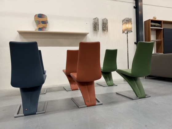 6 Rolf Benz 7800 Dining chairs green Orange Blue, Leather (photo 8 of 11)