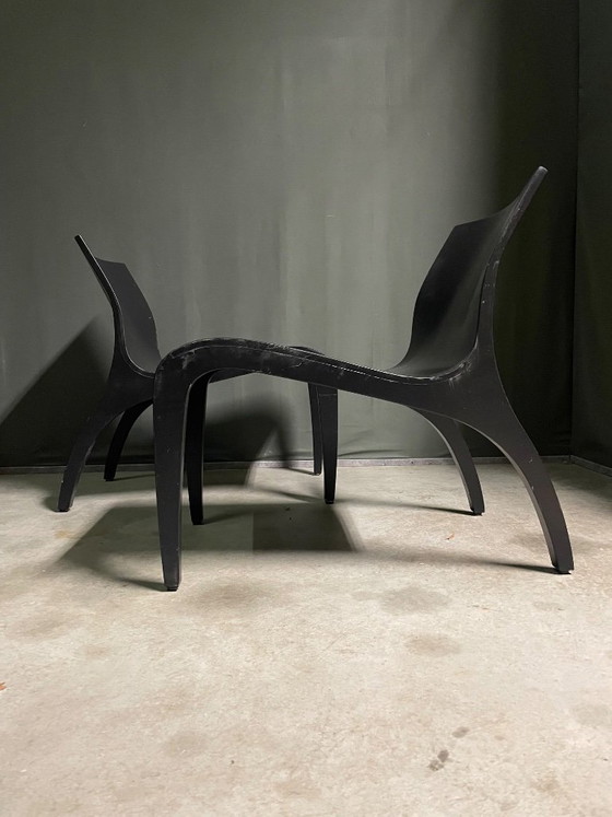 Paire de chaises longues sculpturales en contreplaqué, Lente, Fauteuils d'appoint, Bois, Noir, Modern (photo 5 sur 9)