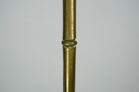 Image 1 of Mid-Century Italian Solid Brass Faux Bamboo Floor Lamp, 1960s