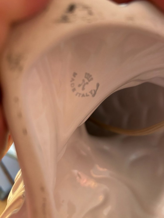 Image 1 of Große Tischlampe aus weißer Keramik, Capodimonte Italien, 1960er