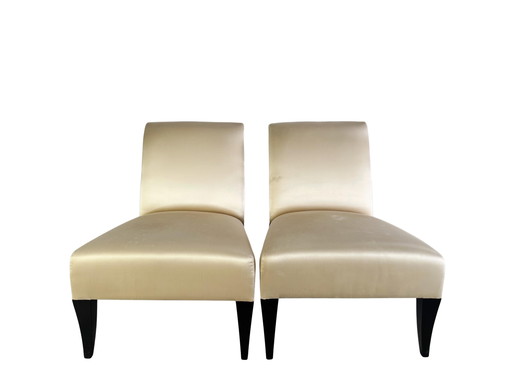 Lot de 2 fauteuils design Thörmer soie Chaises de luxe style antique