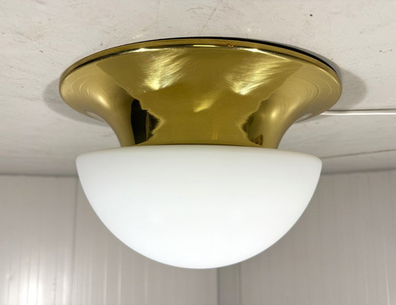 Image 1 of Glashütte Limburg ceiling lamp brass & satin glass