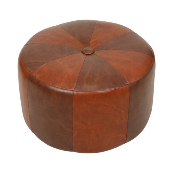 Image 1 of Vintage Poef Tweekleurig Skai Kunstleder