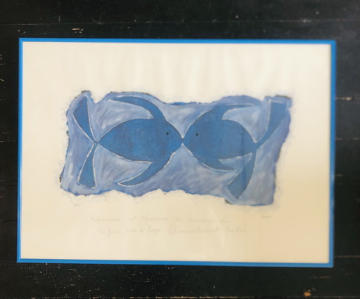 Fish couple" lithograph by Rémi Pesce