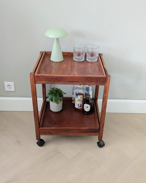 Image 1 of Vintage Scandinavisch design, houten trolley, barcart 