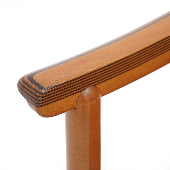 Image 1 of 4 Stühle aus Holz und Leder, 70er Jahre