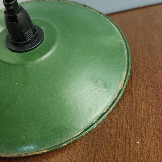 Lampada a sospensione vintage industriale in smalto – Verde scuro/Bianco/Nero – Ø25cm – Lampade a sospensione (photo 3 of 9)