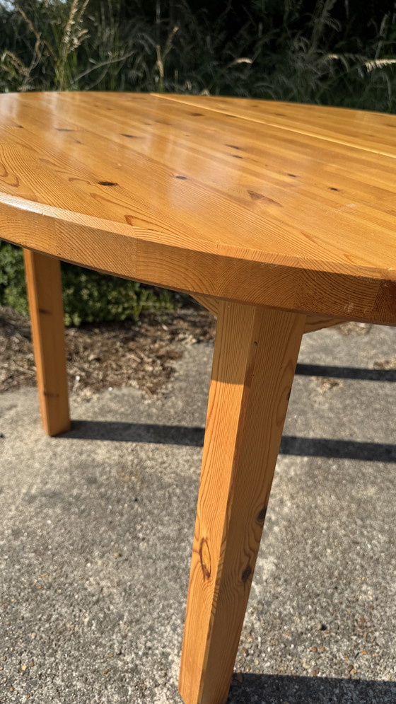 Image 1 of vintage ikea grenen ronde / ovale keuken uitschuifbare tafel