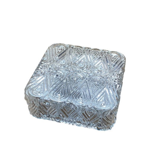 Vierkante Wandlamp plafondlamp transparant glas oude vintage armatuur 1970 1980 – Wandlampen (photo 9 of 9)