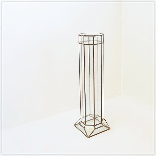 Colonne Art Déco en verre et zinc