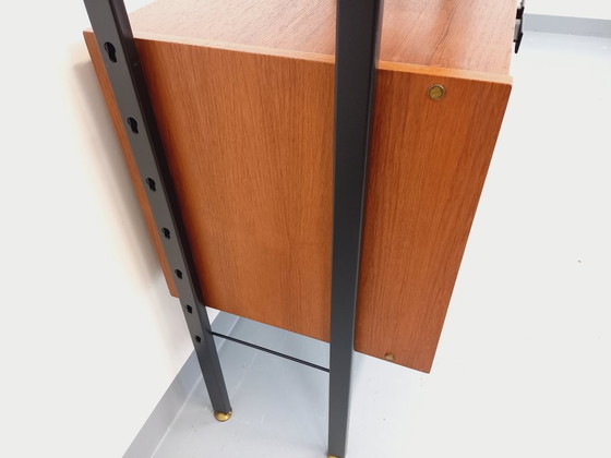Image 1 of Bibliothèque étagère italienne double modulable vintage en teck et métal des années 60