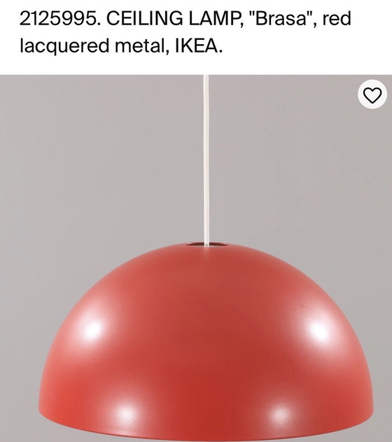 Image 1 of IKEA Brasa Pendelleuchte rot x2