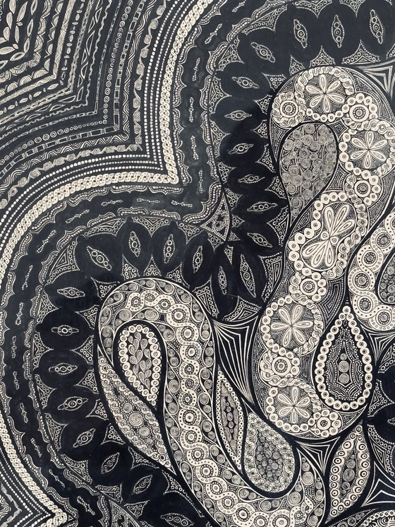 Image 1 of Nicole Vaysse 1970 circa - Art Brut - Inchiostro di china - incorniciato