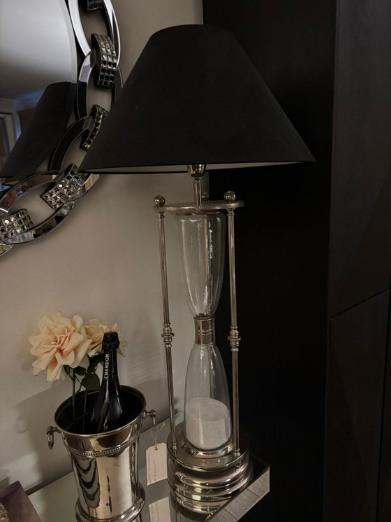 Image 1 of EICHHOLTZ hourglass TABLE LAMP - nickel 100 cm