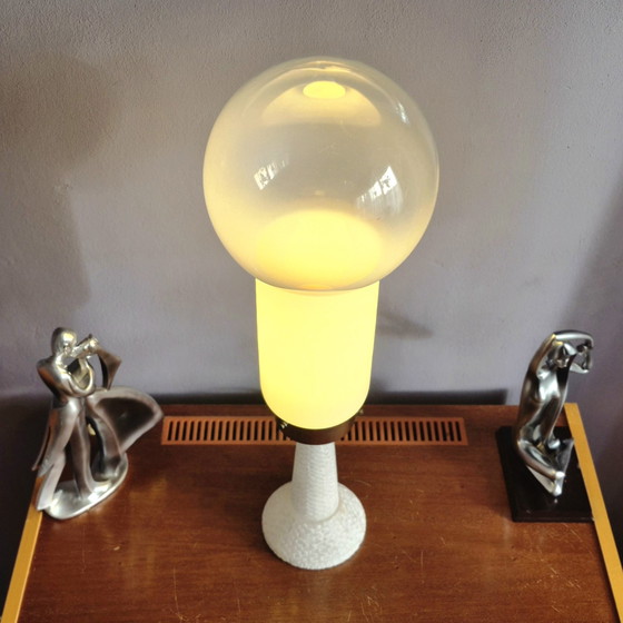 Image 1 of Exclusive Large Murano Glass Alabaster Table Lamp Vintage Art Mid Century 60s 70s