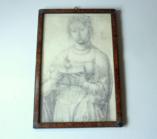 Romantic pencil drawing framed