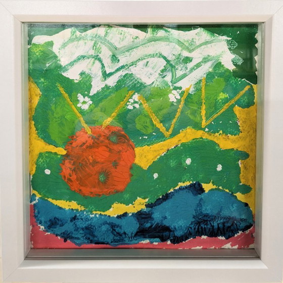 Image 1 of ABSTRAIT SOLEIL PAYSAGE MARIN PEINTURE NIGEL WATERS ORIGINAL SIGNÉ ENCADRÉ ŒUVRE D'ART ART