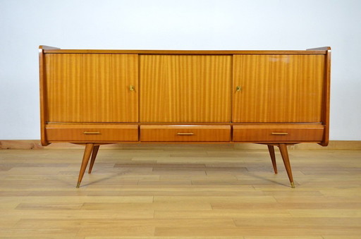 Enfilade Pieds Compas en Acajou, France Vintage 1960