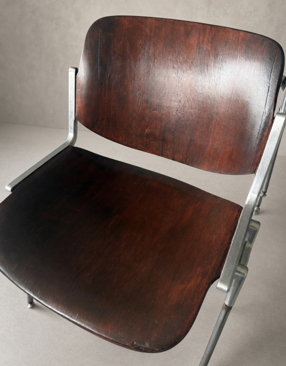 Image 1 of 4 vintage Castelli stoelen, bruin hout, prachtig patina