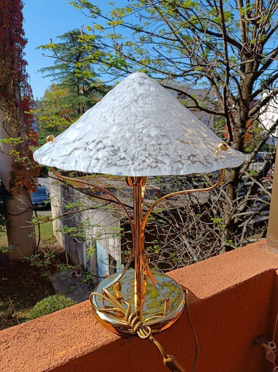 Image 1 of MURANO Large 46cm Table Lamp by Sylcom - Broken Ice Effect - Handmade - Made in Italy New