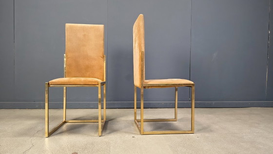 Image 1 of Vintage messing eetkamerstoelen van Belgochrom, set van 6 - jaren 70