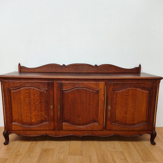 Vintage rustic wooden sideboard, wall cabinet, buffet. (photo 16 of 17)
