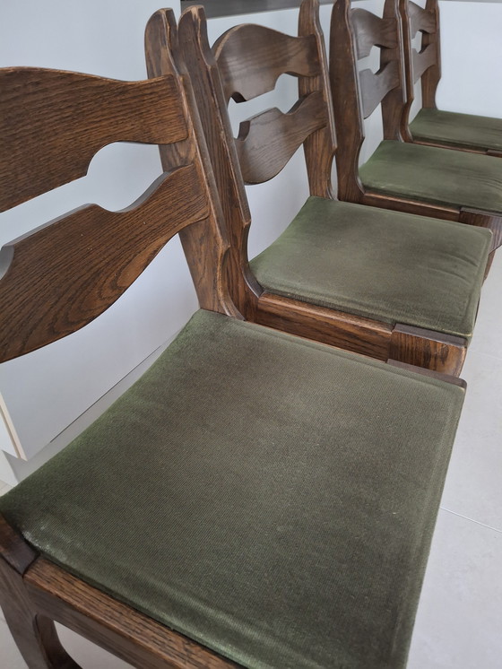 Image 1 of 4 chaises vintage en chêne, dessinées par Guillerme et Chambron