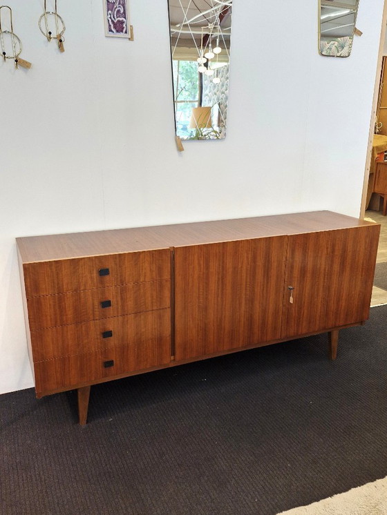 Image 1 of Vintage sideboard teak veneer wooden legs 70s