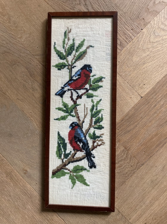 Pájaro bordado enmarcado – Decoración de pared, Textile, Wood (photo 3 of 5)