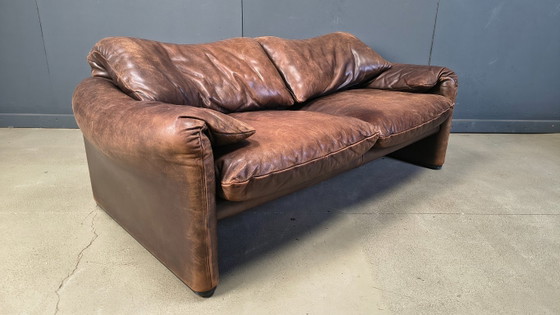 Image 1 of Canapé Maralunga en cuir par Vico Magistretti pour Cassina, 1970