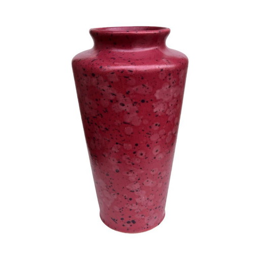 Burgundy ceramic vase MF Design, Germany 1980s.