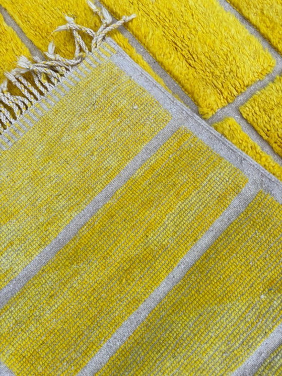Image 1 of Yellew Moroccan rug, Authentic Moroccan rug, Berber carpet, Genuine Wool rug, Handmade rug, Beni ourain style 3X2m