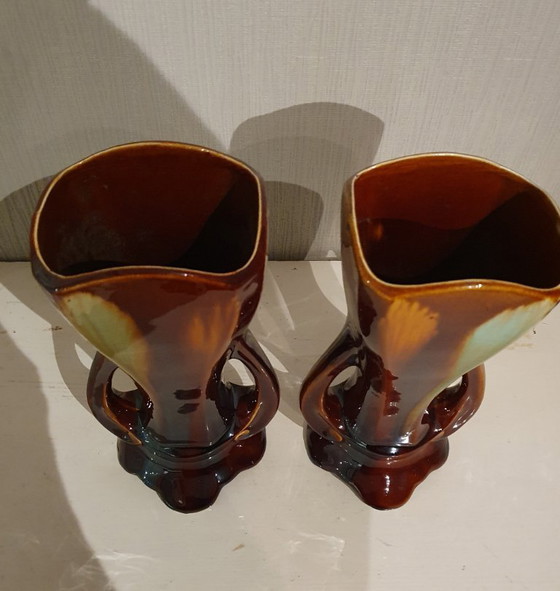 Belgian Art Deco Vases (Thulin), Glazed Earthenware, Ceramic, Multi Color (photo 6 of 9)