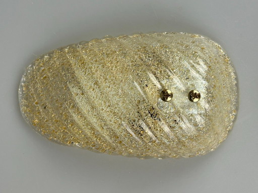 60s 70s Lamp Light Wall Lamp Glass Brass Leaf Space Age Design