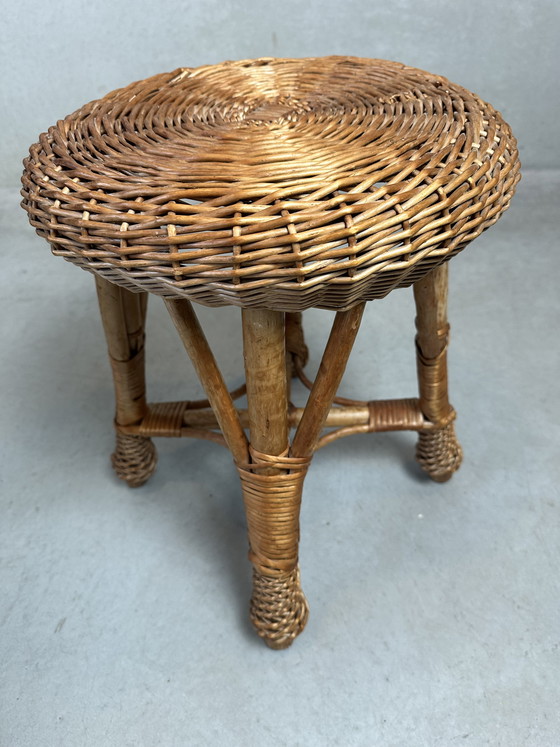 Image 1 of Sgabello vintage in vimini/bambù