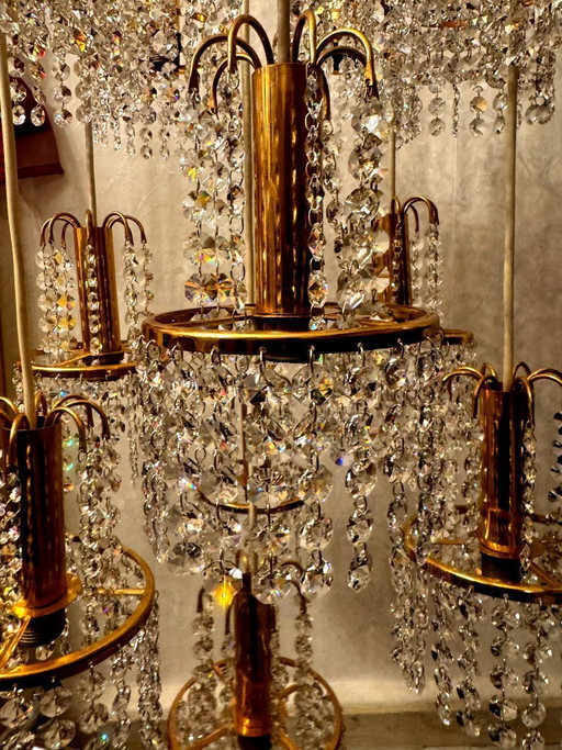 * Vintage * Lampadario a cascata in cristallo Sölken anni '70 – kroonluchters, Crystal, Glass (photo 2 of 5)