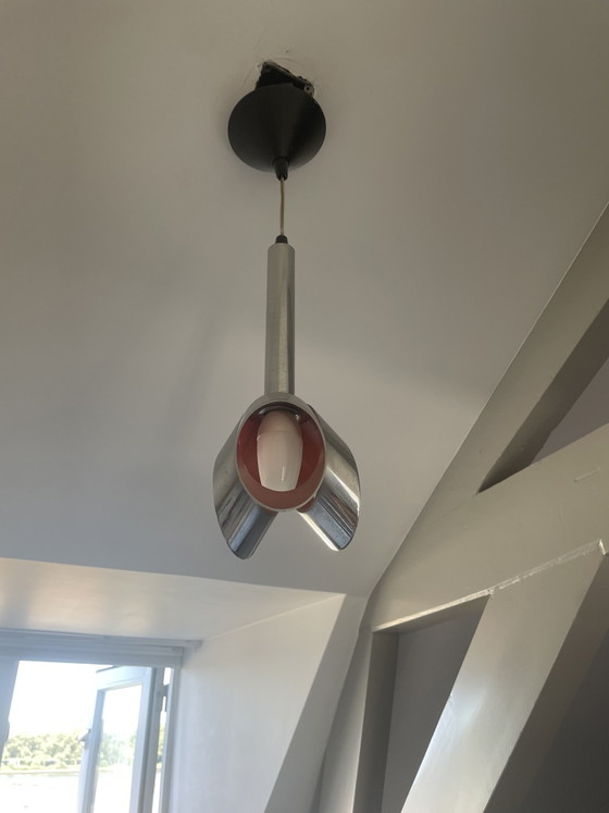 Lampada a sospensione vintage Space Age cromata, arancione - anni '70 Massive – Lampade a sospensione, Chrome (photo 3 of 9)