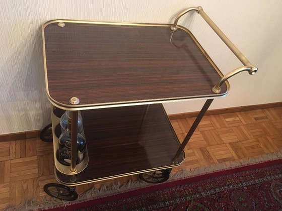 Image 1 of messing dienwagen met formica blad - Italiaanse stijl