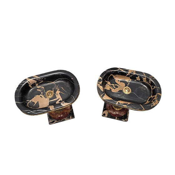 Image 1 of Französische Art-Deco-Schalen aus Marmor und Bronze, um 1920/30