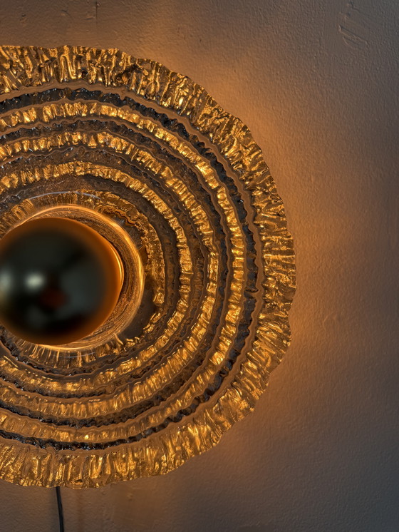 Image 1 of Applique murale vintage en verre dépoli, Peil & Putzler, années 1970