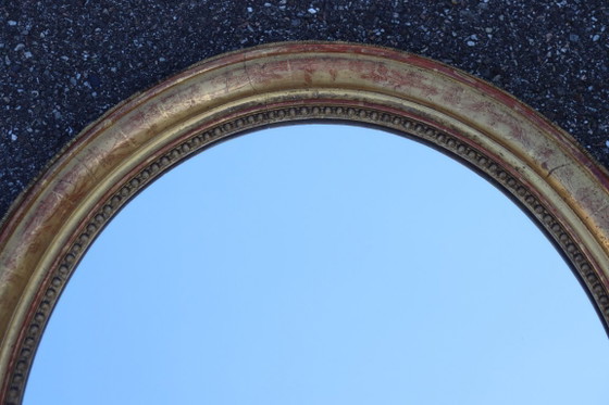Image 1 of Pair of oval Louis Philippe period mirrors in giltwood
