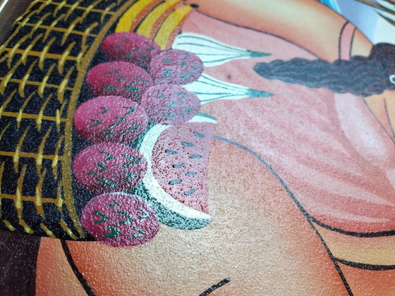 Image 1 of Pittura di donna grassa con frutta.