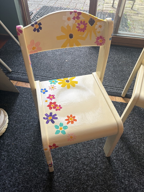 Image 1 of Painted Wooden Chairs or Side Table