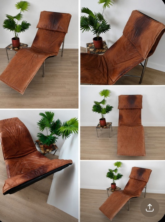 Image 1 of IKEA Skye Ligstoel - Cognac Leer & Chroom - Tord Björklund