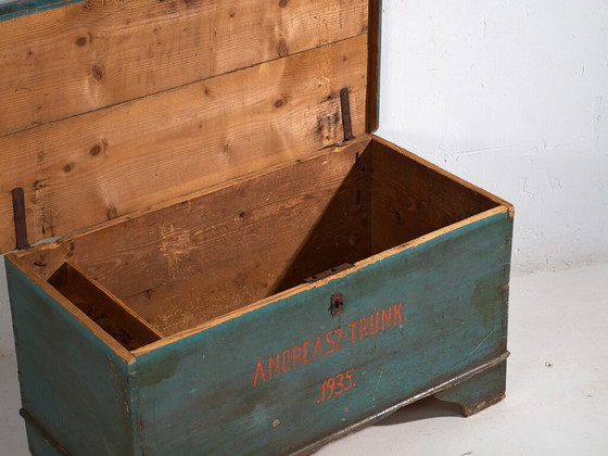 Baule antico con patina verde turchese (Anno 1935) #10 – Armadi contenitori (photo 16 of 30)