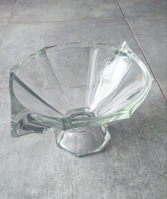 Image 1 of Coupe en verre épais gravée Slovakia Style Art Déco