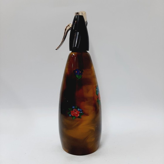 Image 1 of Vintage jaren 70 gele/bruine metalen frisdrankfles